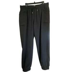 All in Motion Womens XL Black Stretch Jogger Pants Zipper Pockets Drawstring
